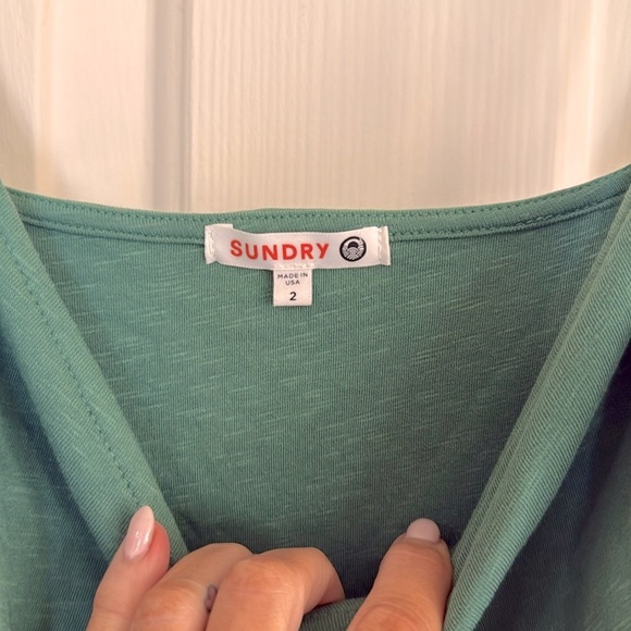 NWOT Anthropologie Sundry Cotton Cami V-neck Mini Dress with Ruched Sides Size 2 - Picture 3 of 6